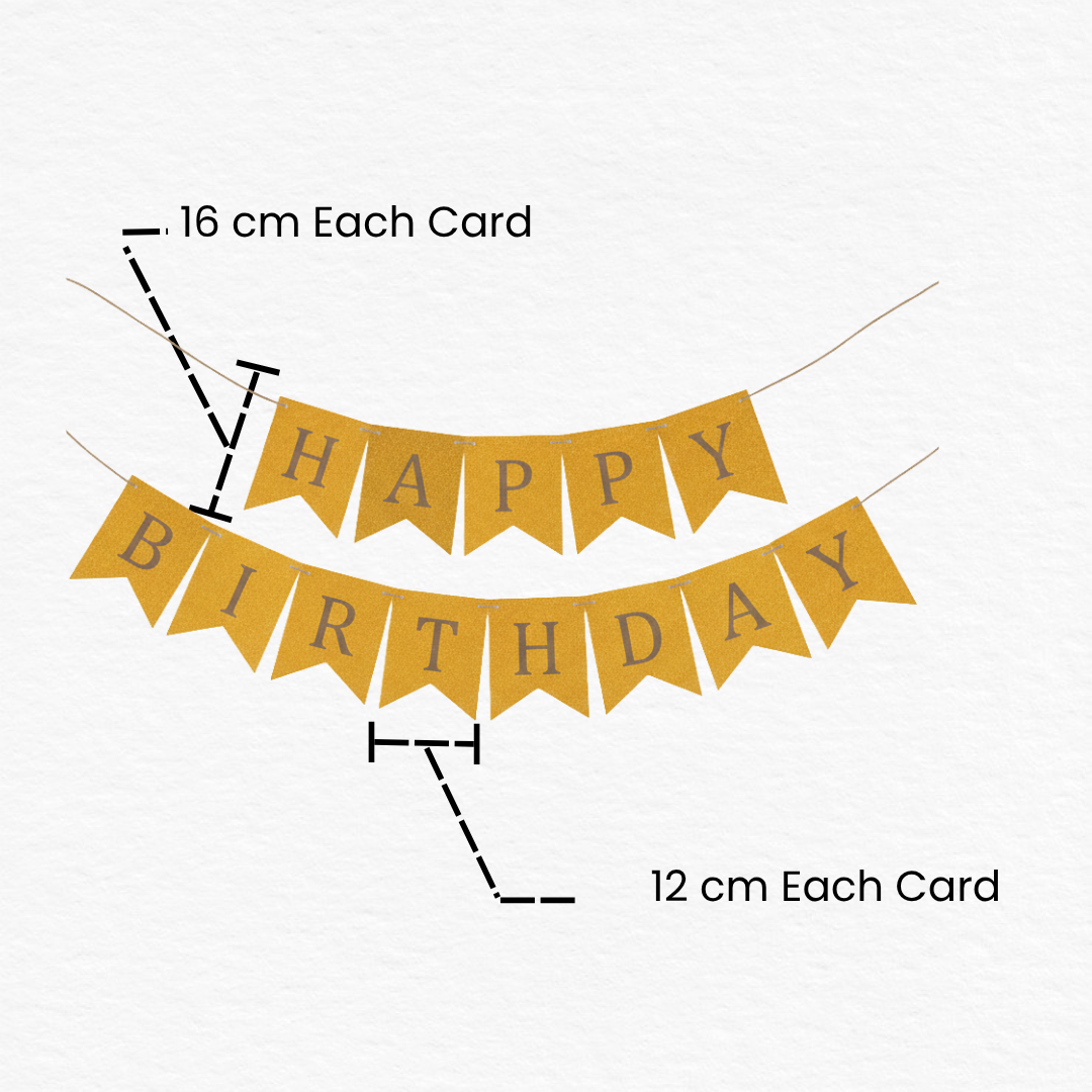 Yellow & Golden Happy Birthday Shiny Text Bunting Flag Banner / Happy Birthday Bunting Banner / Wall Hanging Birthday Banner / Birthday Decorations