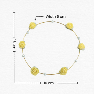 Yellow Rose Flower Tiara Crown with Pearls for Girls and Women/Floral Rose Hair Wreath/Haldi Ceremony and Wedding Rose Headband