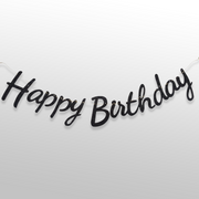 Happy Birthday Lettering 
Black Glitter Party Decoration