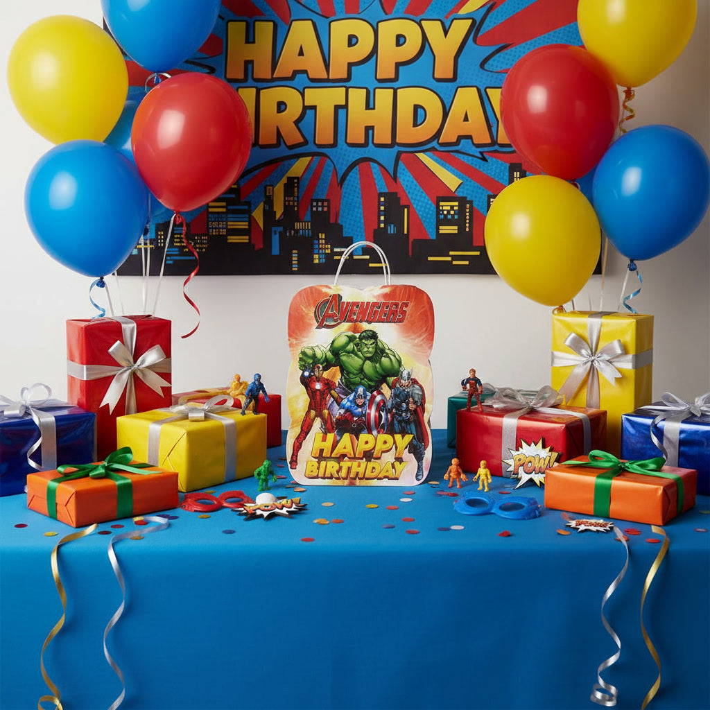 Avengers Theme Happy Birthday Gift Bag
Superhero Party Favor Bag for Kids