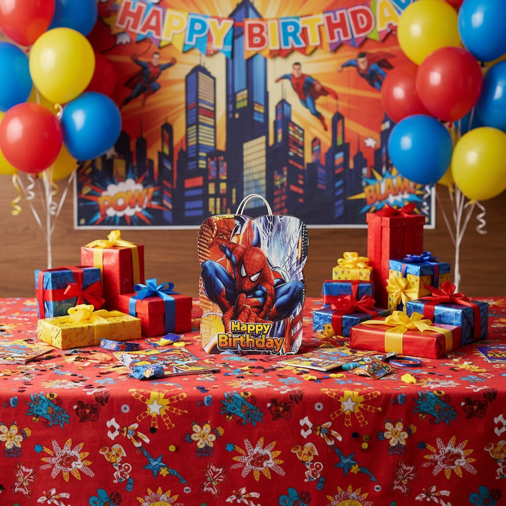 Spider Man Theme Happy Birthday Gift Bag
Superhero Party Favor Bag for Boys
