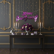 Fuchsia Cursive Paper Happy Anniversary Cutout Banner