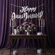 Silver Cursive Paper Happy Anniversary Cutout Banner
